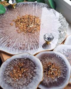 Bandeja de servicio de epoxi de resina hecha a mano NATURAL, elementos esenciales de cocina únicos para el hogar, restaurante, Hotel, servicio decorativo Tra - Product Image 3