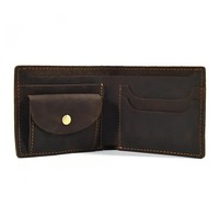 Dompet kulit kasual Vintage, dengan penutup ritsleting cetak pola Logo modis ramping Mini dompet perjalanan desain saku depan