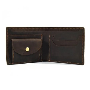 Cartera de cuero informal vintage con cierre de cremallera Patrón de logotipo impreso Mini monedero delgado de moda Diseño de bolsillo frontal de viaje - Product Image 1