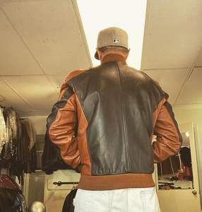 Blouson aviateur en cuir véritable sur mesure pour homme, qualité imperméable, coupe-vent, écologique, respirant, style vintage, logo sur le devant - Product Image 5