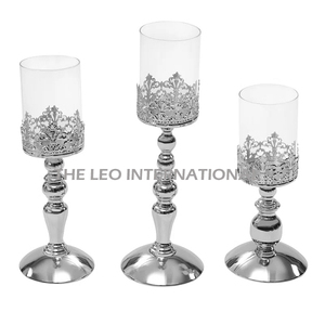 TableTop Hurricane Candle Holder Metal Aluminio Vidrio Último diseño S 5X5X12 M 5X5X14.5 L 5X5X16.5 Pulgadas Home Hotel Lighting - Product Image 4