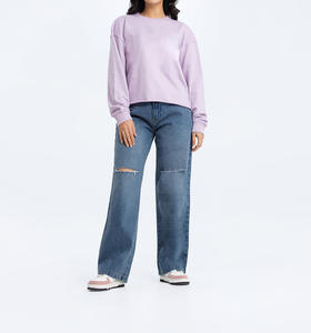 Bordado personalizado mujeres sudaderas de gran tamaño cuello redondo pulóver sudaderas con capucha Tops algodón polar francés Terry cuello simulado sudadera - Product Image 4