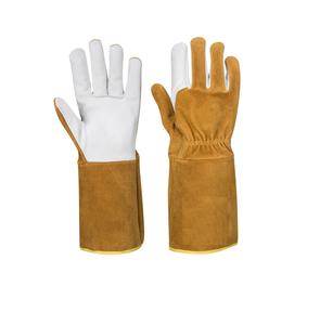 Gants de soudage TIG en cuir de vachette fendu Gants de soudage TIG de sécurité industrielle à paume renforcée résistants à la chaleur - Product Image 1