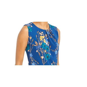 Top da Donna Calvin Klein con Stampa Floreale e Collo Plissettato, Blu, Taglia X-Large, Logo Ricamato, Pizzo Vintage, Estivo, in Maglia di Poliestere e Rete - Product Image 2