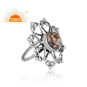 Best selling <b>oxidized</b> sterling silver natural Mojave Copper Ethiopian opal gemstone stackable ring jewelry manufacturer - Product Image 3