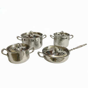Luxury Eco-Friendly Hammered Stainless Steel Casserole Cooking Set with Decorative Pumpkin Handles & Lid <b>pans</b> & Pot - Product Image 1