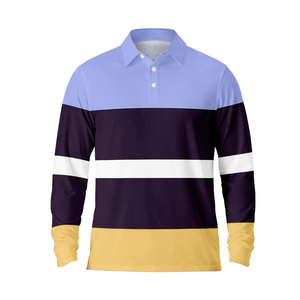 Polo de Punto a Rayas de Excelente Calidad para Hombre, Corte Entallado, Manga Larga, Estilo Moderno para Conjuntos Casuales Elegantes - Product Image 6