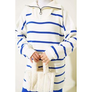 ชุด2ชิ้นเสื้อถักซิปครึ่งคอปกลายแซ็ก - Product Image 1