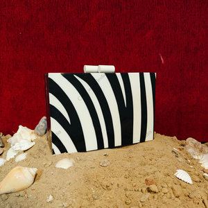 Luxury Resin and Wooden Inlay <b>Clutch</b> <b>Bag</b> for Women Handmade Zebra Stripe Pattern Evening Party Wedding Designer Handbag - Product Image 2