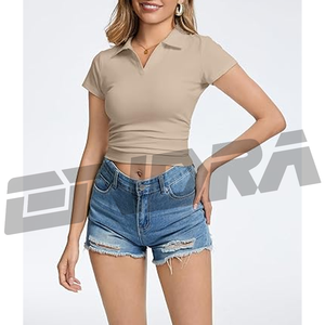 Polo court pour femme, coupe confortable, tissu doux et respirant, look élégant, idéal pour le bureau, les voyages et le quotidien. - Product Image 2