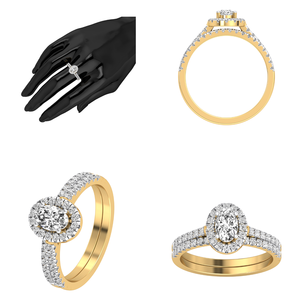 Anillo de boda de corte ovalado de lujo de oro sólido de 14 quilates para mujer, 1 Cts VS Clarity EF Color Lab Grown Diamond IGI Certified Jewelry - Product Image 2