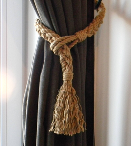 <b>Curtain</b> Tie Backs - Pigtail of Four Ropes - <b>Curtain</b> Holdbacks - Jute Rope - Product Image 3