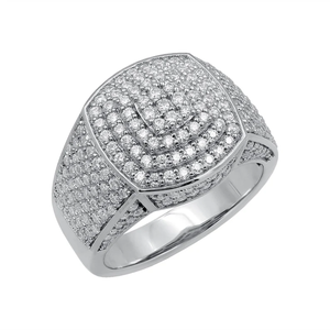 Bague Hip Hop pour homme en argent sterling 925 micro pavé avec diamant synthétique, bijoux en acier inoxydable - Product Image 2
