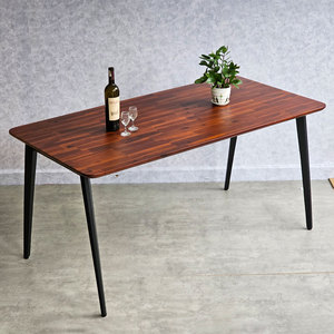 Mesa de Comedor Rectangular de Diseño Industrial 160x80cm de Madera de Acacia con Patas de Hierro, Requiere Ensamblaje BA68169 - Product Image 4