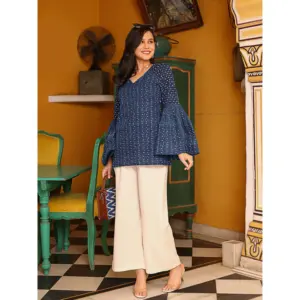 Conjunto de Dos Piezas de Algodón Oxford Azul para Mujer - Product Image 5