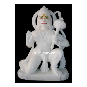 Beautiful Handmade White Marble Traditional Design Pure White Lord Hanuman Ji Sculpture Use For Home And Temple Decoration - Product Image 1