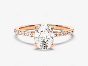 Conçu sur mesure dernière solide jaune or Simple Solitaire bague de fiançailles de mariage pour les femmes ovale coupe Moissanite pavé ensemble GRA - Product Image 5