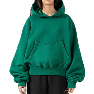 Sudadera con capucha extragrande personalizada para mujer, estilo urbano, cálida, de invierno, de algodón grueso, forro polar, corte holgado, manga abullonada, hombro caído - Product Image 1
