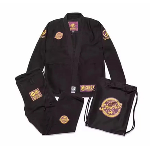 Conjunto de Kimono de BJJ Shogoroll, Negro, de Algodón, para Hombre Adulto, Ropa de Artes Marciales con Logotipo Bordado y Bolsa con Cordón - Product Image 1