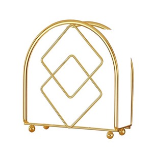 Elegante servilletero de metal de calidad superior, varios diseños y tamaños para bodas, hoteles y eventos, soporte de tejido dorado - Product Image 1