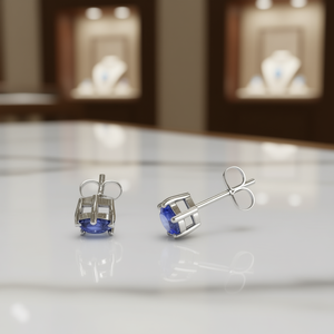 Orecchini a lobo da donna Banolt Gems Jewlery con tanzanite naturale da 4 mm, taglio rotondo, in argento sterling 925, classici per l'uso quotidiano, gioielli raffinati - Product Image 3