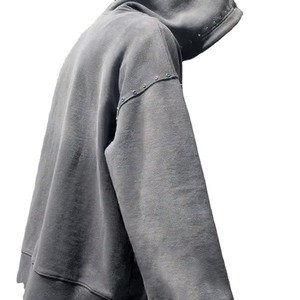 เสื้อฮู้ดคู่สำหรับผู้ชายเสื้อครอปแบบรูดซิปกลับด้านลายแสงแดดซีดจางออกแบบโลโก้ได้ตามต้องการ - Product Image 3