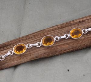 Chaîne ajustable en argent sterling 925 faite à la main magnifique bracelet en citrine jaune lien fin pour les femmes cadeau de fête chrétienne - Product Image 2