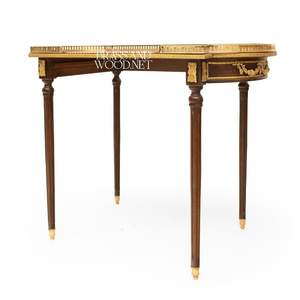 Juego de Mesas de Servicio Ovaladas Clásicas de Lujo con Marcos de Madera Sólida y Detalles en Oro Antiguo para Interiores Elegantes - Product Image 6