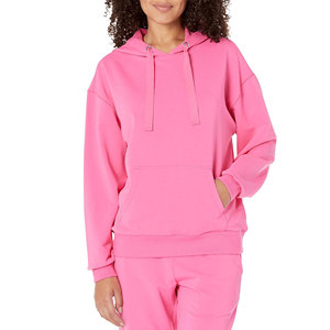 Sweat à capuche en coton tricoté pour femme, molleton épais, logo personnalisé, OEM, coupe ample, ensemble chaud d'hiver avec position du logo sur le devant - Product Image 6