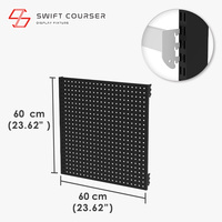 Étagère murale rectangulaire en métal noir Swift Courser, panneau perforé pour présentation, installation facile, présentoir pour magasins de détail