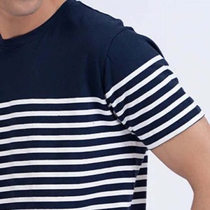 เสื้อยืดผู้ชายลายทางแขนสั้นระบายอากาศได้ดีปรับแต่งโลโก้ได้ตามต้องการ - Product Image 3