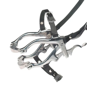 Espéculo bucal Haussmann para caballos, reutilizable, de acero inoxidable, con correas de cuero o nailon, para uso veterinario en animales grandes - Product Image 3