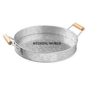 Ensemble de deux plateaux de service galvanisés forme ronde à la main servant des articles de mariage vente chaude concepteur plateau de service en métal de luxe - Product Image 6