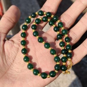 Collier statement en jade vert naturel et argent sterling, perles lisses de 8 mm, bijoux de mariage - Product Image 3