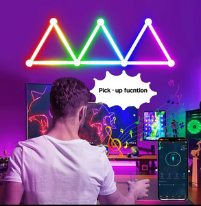 ไฟ LED RGB แบบต่อประกอบได้ ควบคุมผ่านแอปสมาร์ทโฟน ซิงค์กับเสียงเพลง ดีไซน์โมเดิร์น วัสดุ ABS สำหรับตกแต่งผนังห้องเล่นเกม - Product Image 1