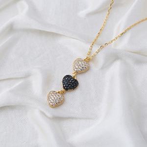 Trendy Multi Layered Necklace Heart Shape Zircon Stone Venta al por mayor 925 Sterling Silver Jewelry - Product Image 2