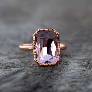 <b>Rose</b> Quartz Hydro Ring Cut Natural <b>Clear</b> Gemstone Anniversary Gift Rings for Women Wedding Octagon Cut Dainty 925 Silver - Product Image 6