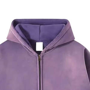 Sweats à capuche délavés au soleil 100% coton teint en plaine prix de gros pour hommes ODM sweats à capuche délavés au soleil pour l'hiver - Product Image 3