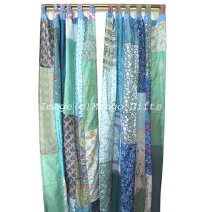 Cortinas y Cenefas Bohemias Chic de Seda India Reciclada con Parches de Sari, Estilo Boho Gypsy - Product Image 3