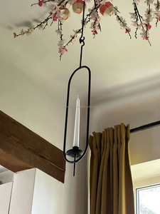 Handmade Beautiful Oval Single Taper <b>Candle</b> Holder Wrought Iron Forged Steel Metal Stand for Christmas <b>Hanging</b> <b>Candle</b> Jar Holder - Product Image 5