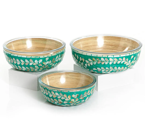 Fregona exterior con incrustaciones de resina, tazón de madera recubierto de esmalte, tazón de madera Natural para fruta, ensalada y Pasta, tazón de Pedestal de madera - Product Image 1