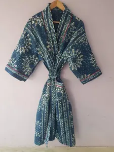 Haute qualité femmes 100% coton Kantha couette Kimono parole longueur tenue décontractée respirant volants lavable taille naturelle - Product Image 3