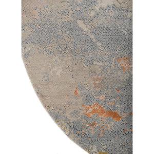 Alfombra Kavi Azul de Lana y Seda de Bambú Anudada a Mano, Unstring Srb(705(Fr)), Diseño Abstracto para Uso Doméstico - Product Image 4