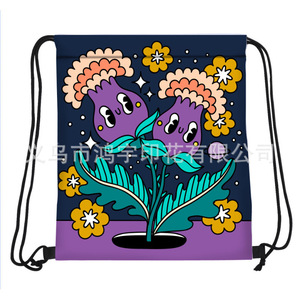 Nueva Mochila Impermeable con Cordón, Diseño Floral de Plantas de Dibujos Animados, Plegable, de Tela Oxford, Bolsa de Almacenamiento Compacta - Product Image 1