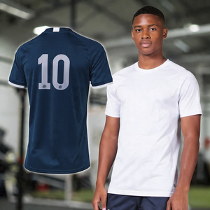 Camiseta de Fútbol Profesional 100% Poliéster, Transpirable, con Logotipo Personalizado, Impresión por Transferencia de Calor, Antibacteriana, Ecológica, Cuello en V - Product Image 4