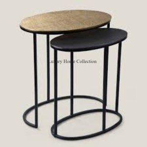 Table d'appoint décorative à boire Dernière arrivée Table basse design luxueuse faite à la main Couleur or Table gigogne moderne Set de 2 - Product Image 3