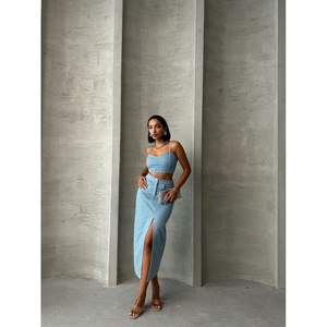 Hauts bustiers en jean bleu pour femmes Topshow – Vente en gros - Product Image 4