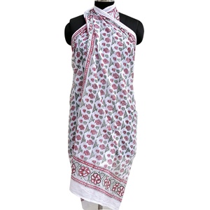 Hermosa bufanda de verano de algodón hecha a mano para adultos bloque Floral impreso playa India Pareo gasa cuello cubierta clásica tradicional gasa - Product Image 6