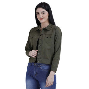 La última chaqueta de mezclilla de algodón para mujer, chaquetas de invierno hechas a medida de Color sólido informal, chaqueta de talla grande para mujer, servicio OEM - Product Image 1