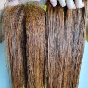 Extensiones de cabello humano virgen al por mayor con cierre 2x6 Cabello alineado con cutícula de color marrón crudo - Product Image 2